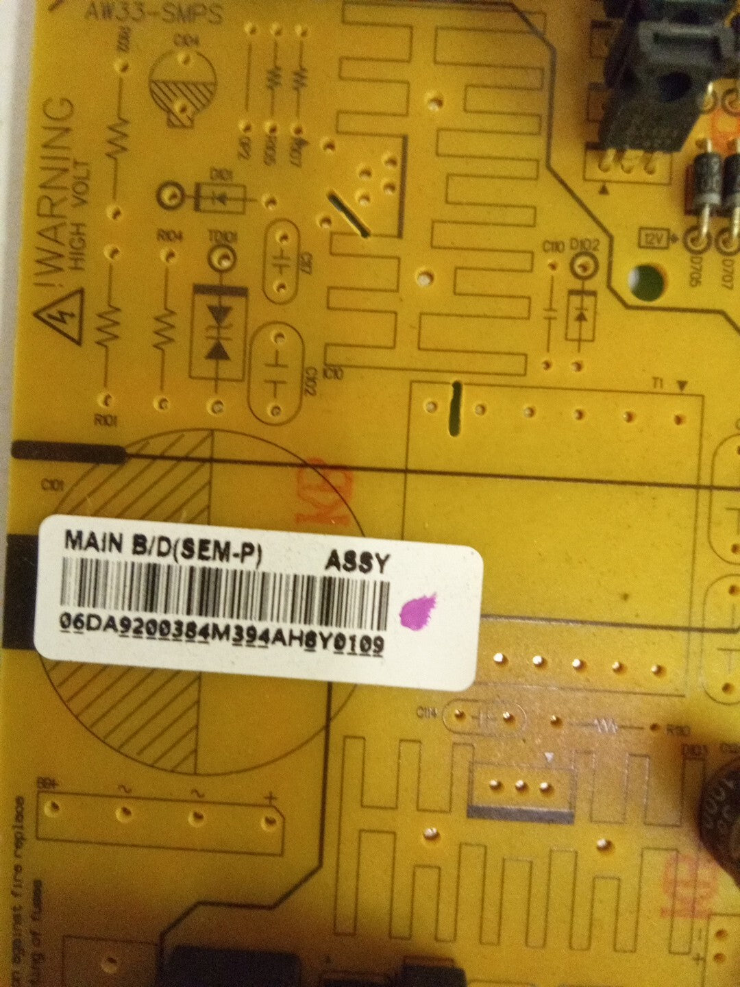 Samsung Refrigerator Control Board DA92-00384M AK-945