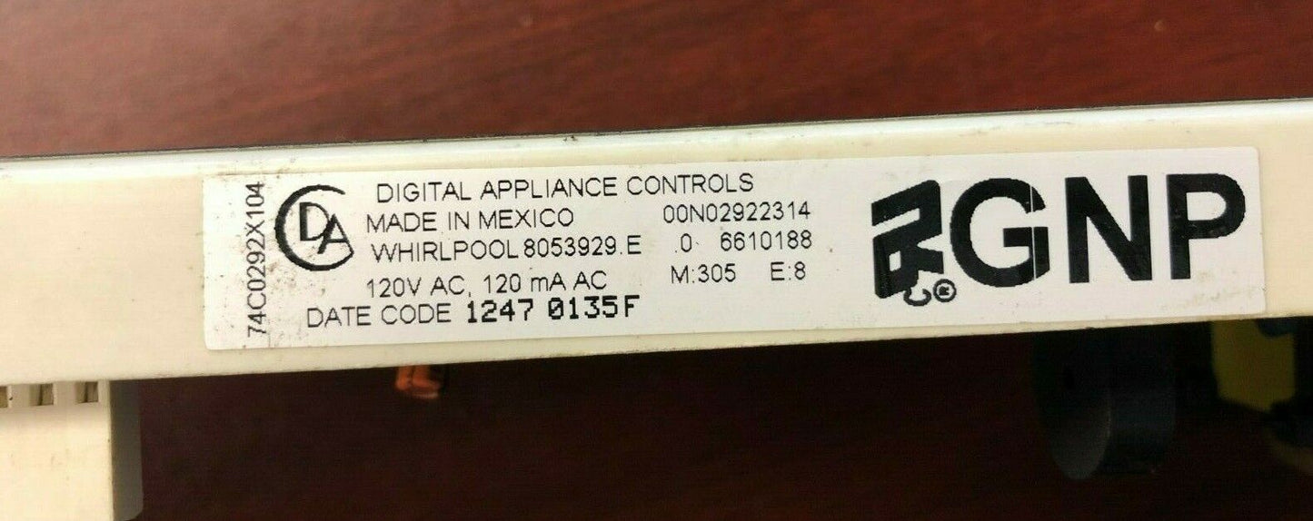 8053929 00N02922314 WHIRLPOOL OVEN RANGE CONTROL BOARD DC 505