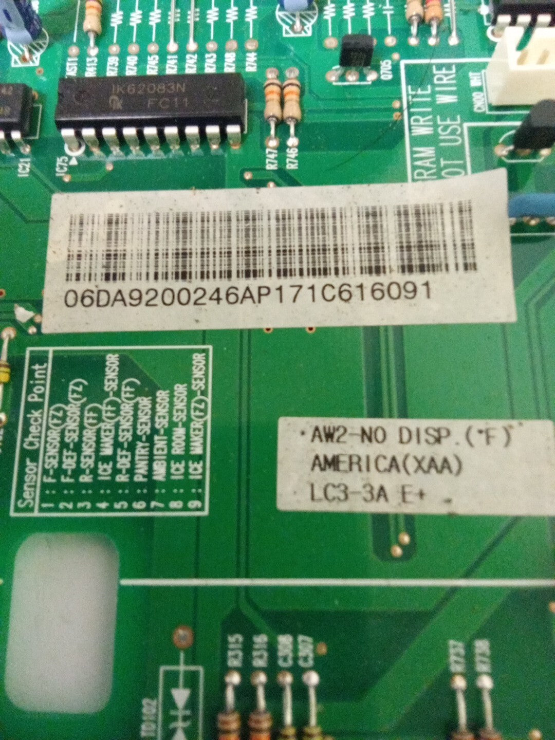 Samsung Refrigerator DA92-00246A Main Board AMK-14