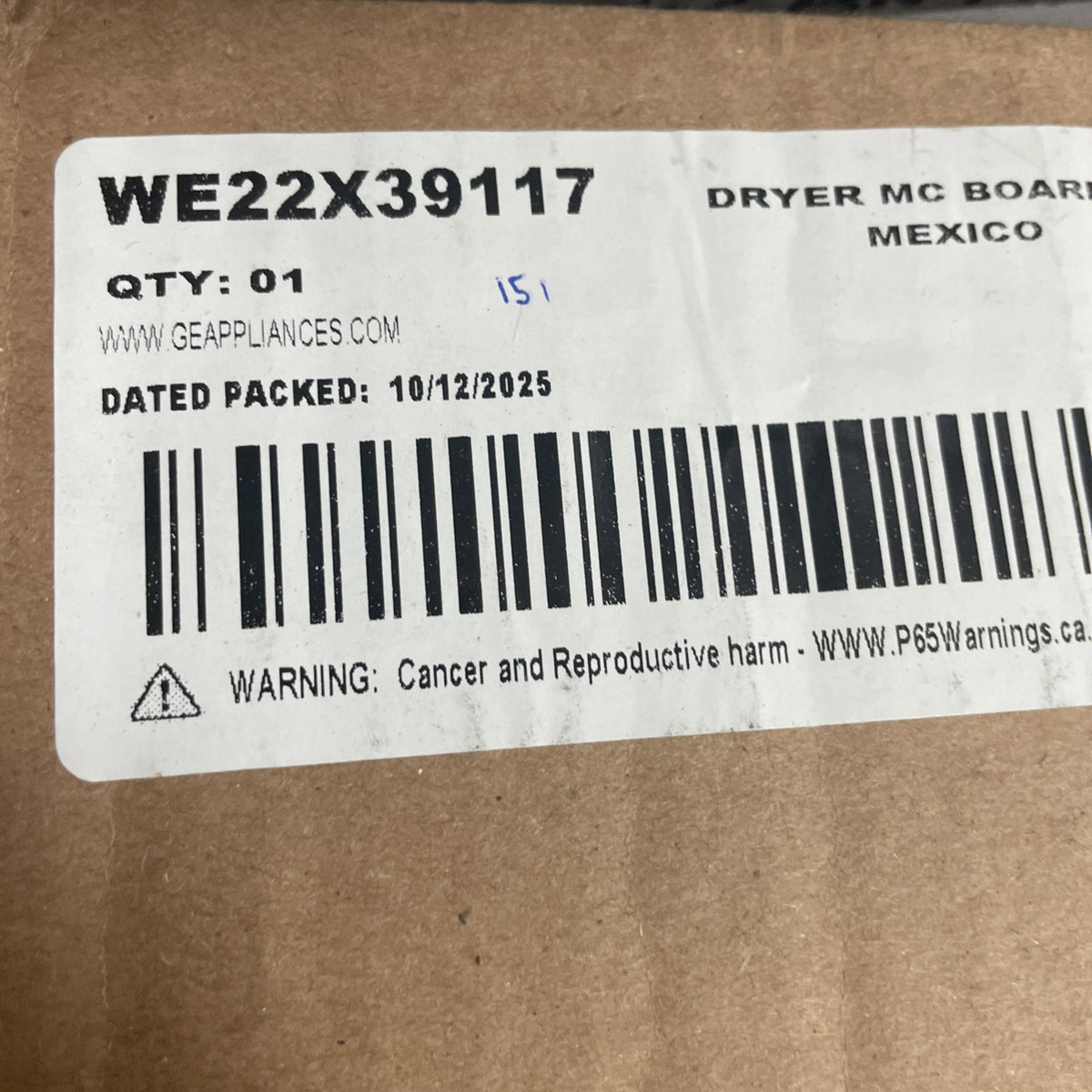 GE Dryer Main Control Board WE22X39117 BA120