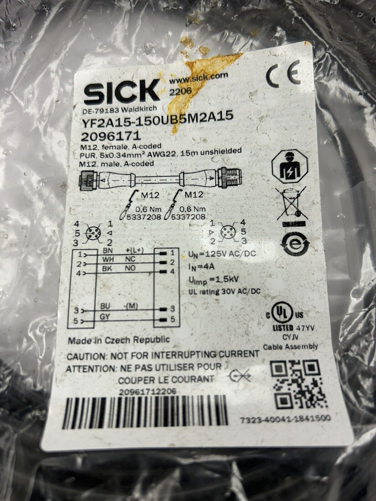 Sick YF2A15-150UB5M2A15 2096171 Connection Sensor/Actuator Cable AP520