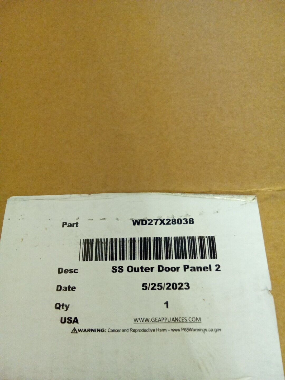 SS Outer Service Door Panel WD27x28038 AK-246