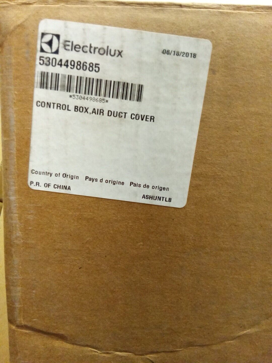 *Genuine Electrolux control box,air duct cover 5304498685 SEA125
