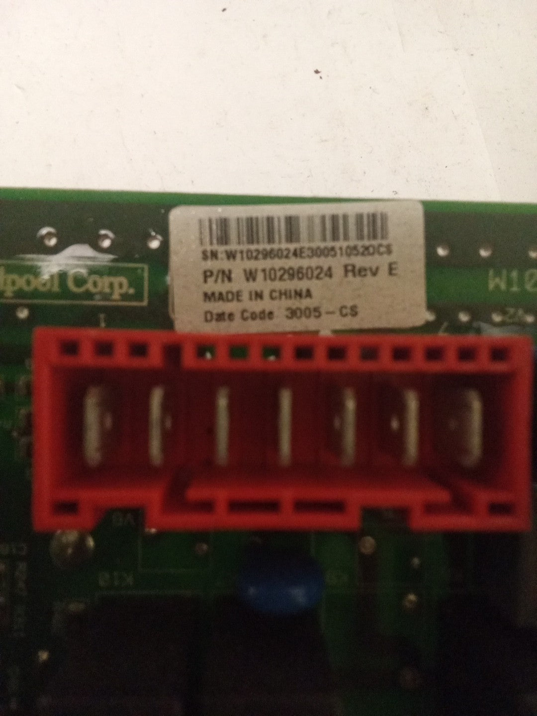W10296024 REV E Whirlpool Washer Control Board AMK-514
