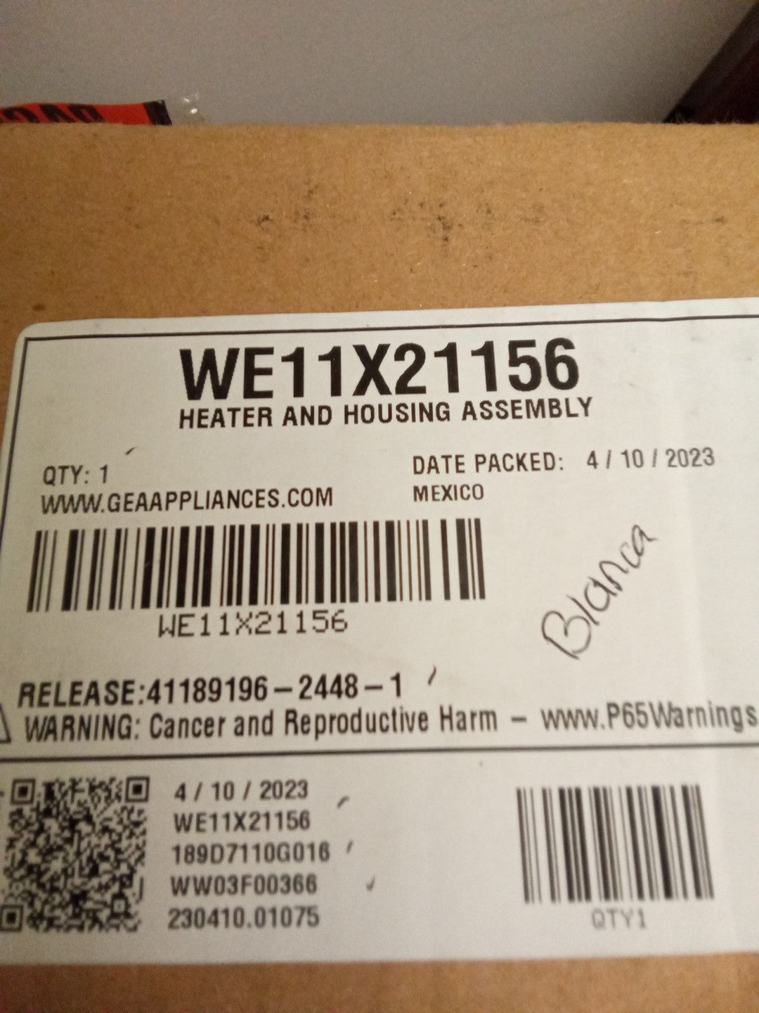 GE Dryer Heater and Housing WE11X21156 AMK-292