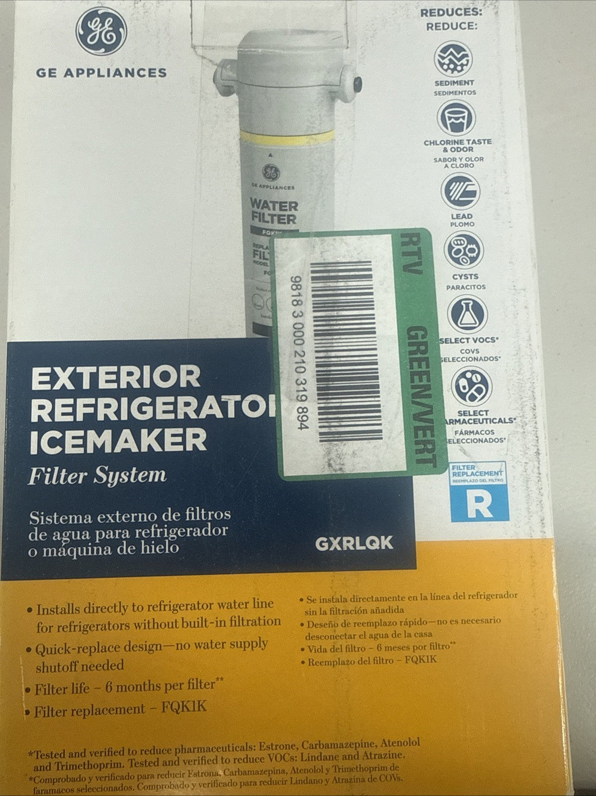 GE In-Line Water Filtration System GXRLQK For Refrigerator + Ice Maker BOX1