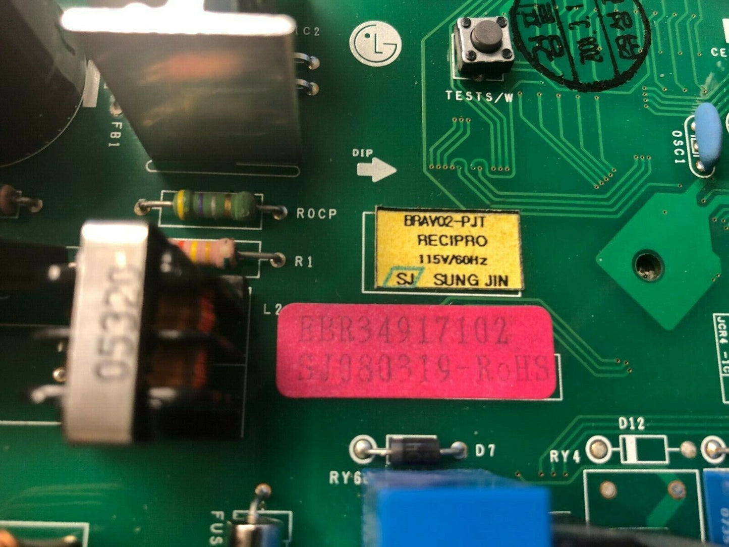 Genuine LG Kenmore Refrigerator Electronic Control Board EBR34917102 / DC443