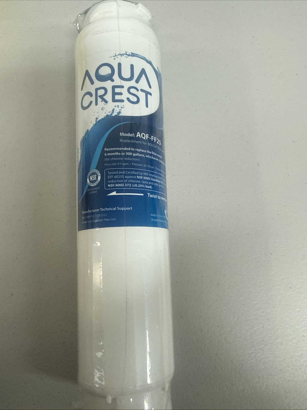 AquaCrest AQF-FF25 Refridgerator Water Filter Replacement for Bosch 644845 BOX1