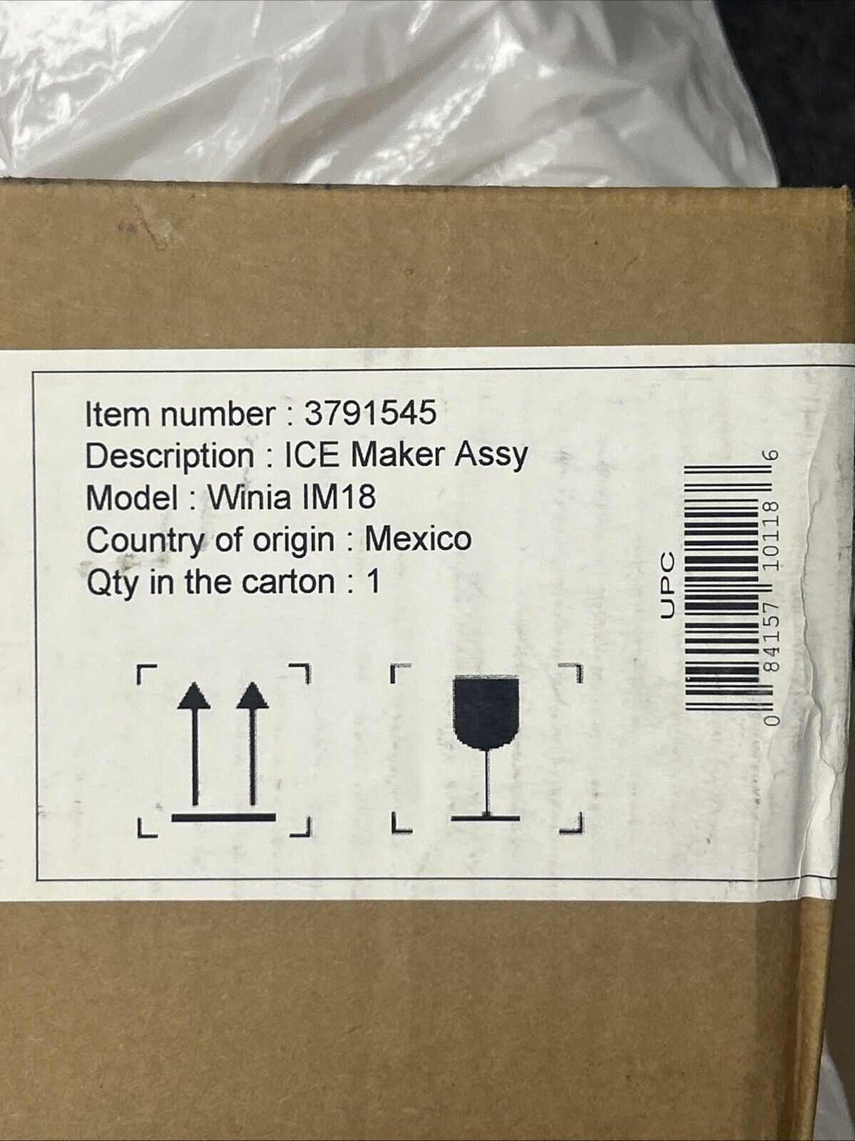 Winea IM18 3791545 Top-Mount Refrigerator Ice Maker Kit Nidec IC10