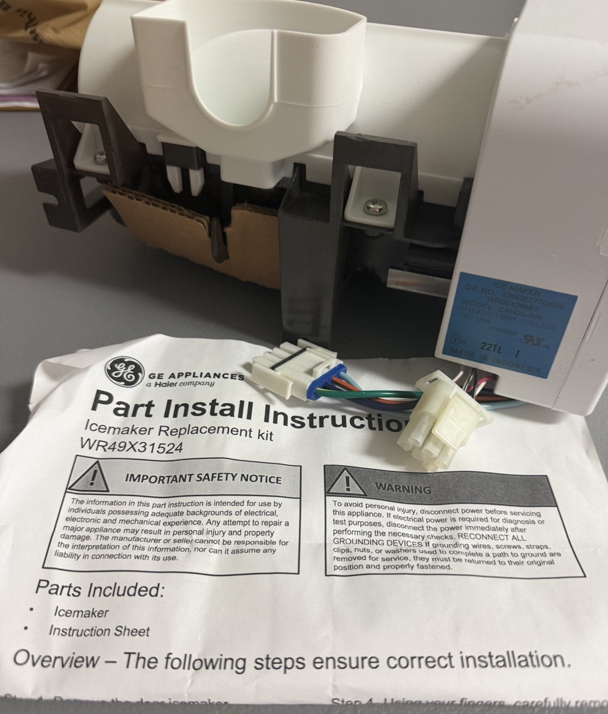 OEM GE WR49X31524 Refrigerator Replacement Ice Maker JB211