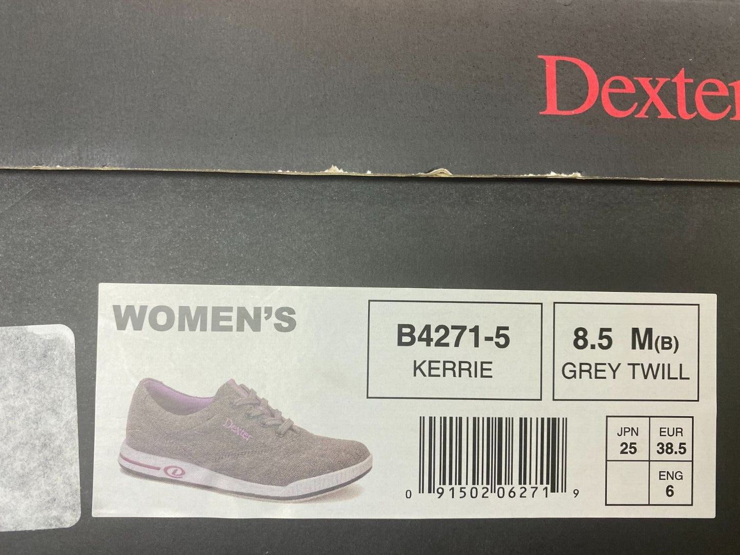 Womens Dexter Kerrie Bowling Shoes Grey Twill Purple Size 8.5 M EUR 38.5 B4271-5