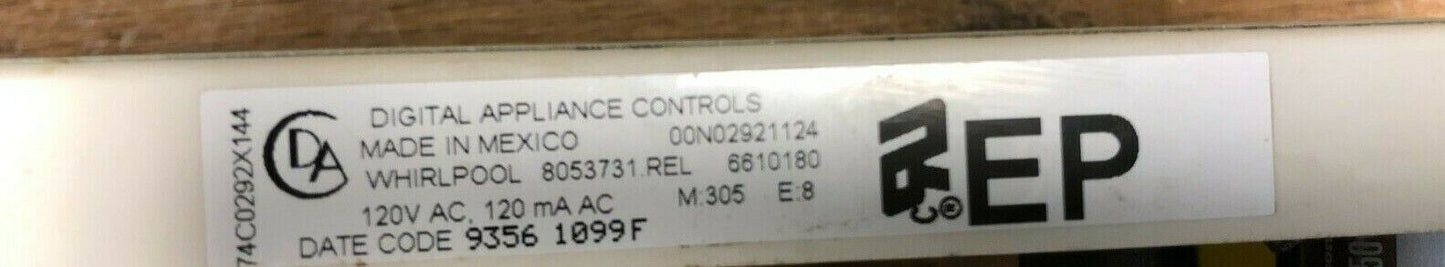 8053731 00N02921124 Whirlpool White Stove Control  DC331