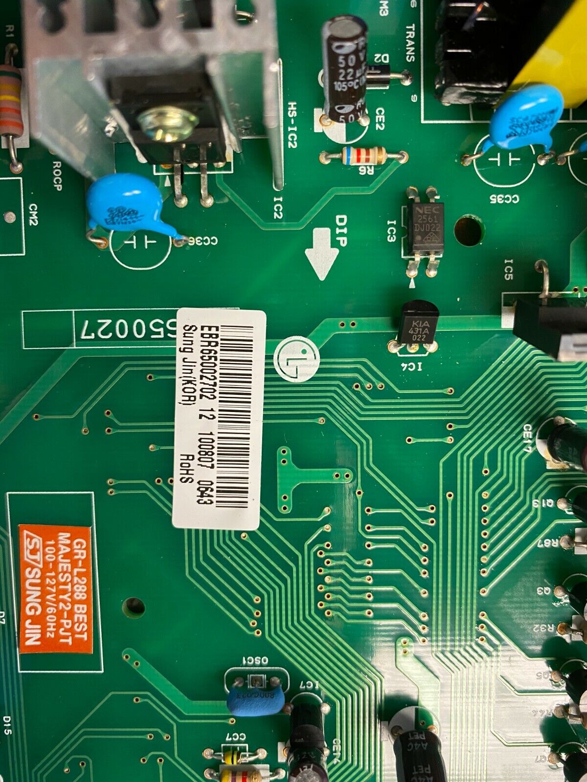 LG Refrigerator Control Board Part EBR65002702 Used SH92