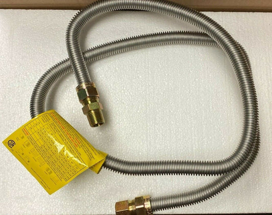 5' Stainless Gas Range Flex Connector Line 5/8" OD 1/2" MIP 1/2" MIP New