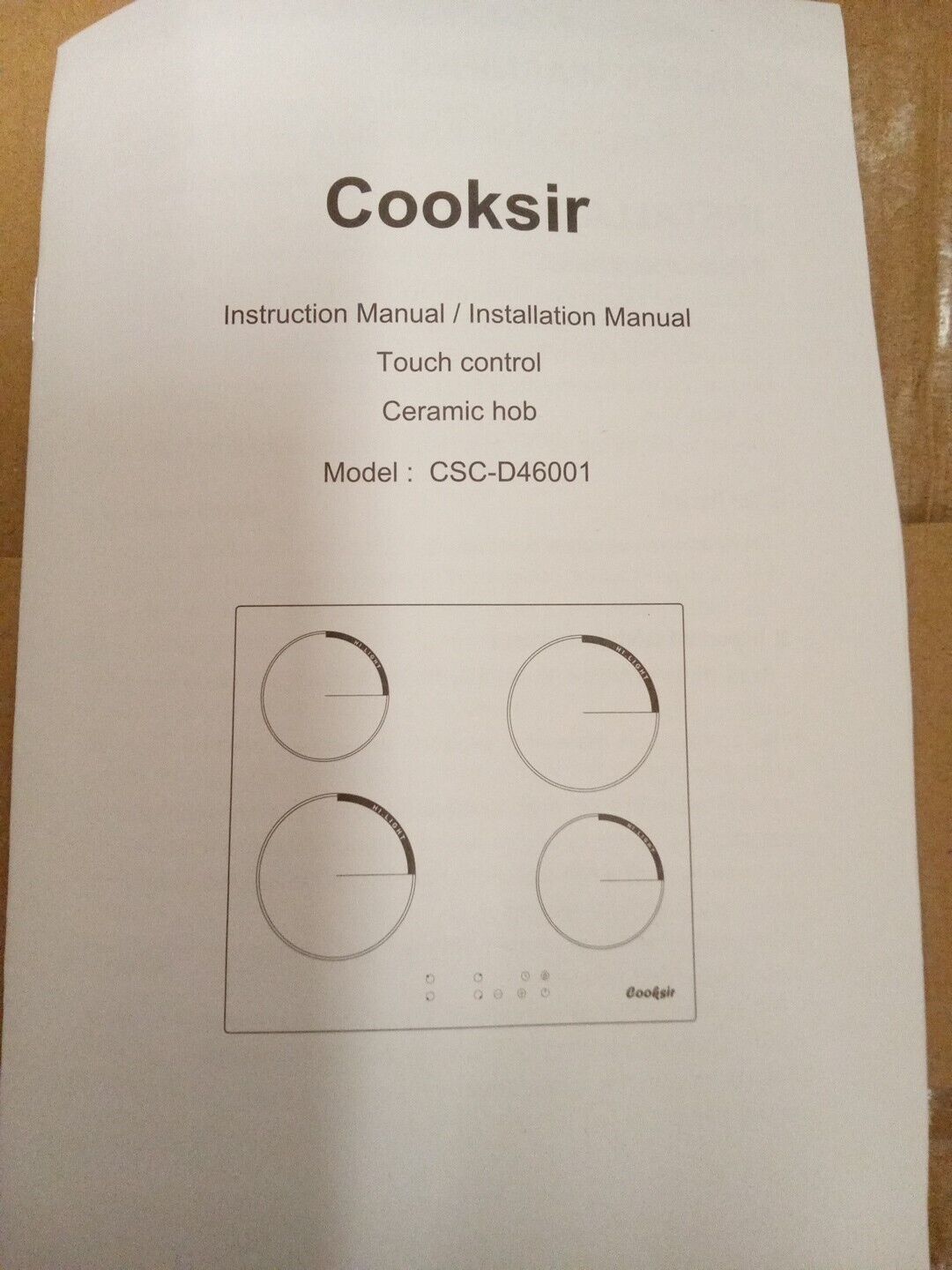 Cooksir Ceramic 4 Burner Electric Cooktop Hob CSC-D46001 Open Box SEA351