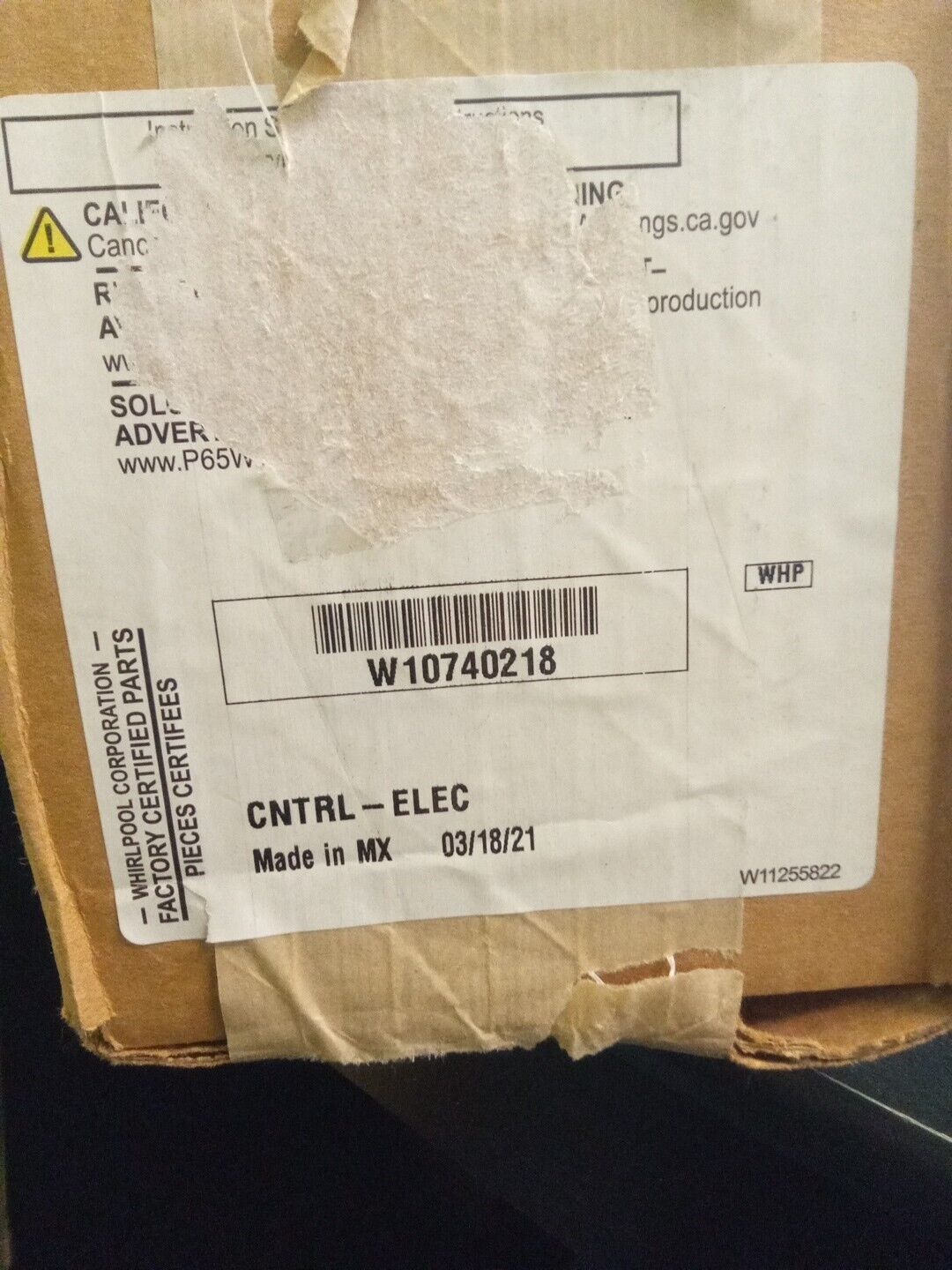 Whirlpool W10740218 Refrigerator Control Elec Refer Dispenser AK-197