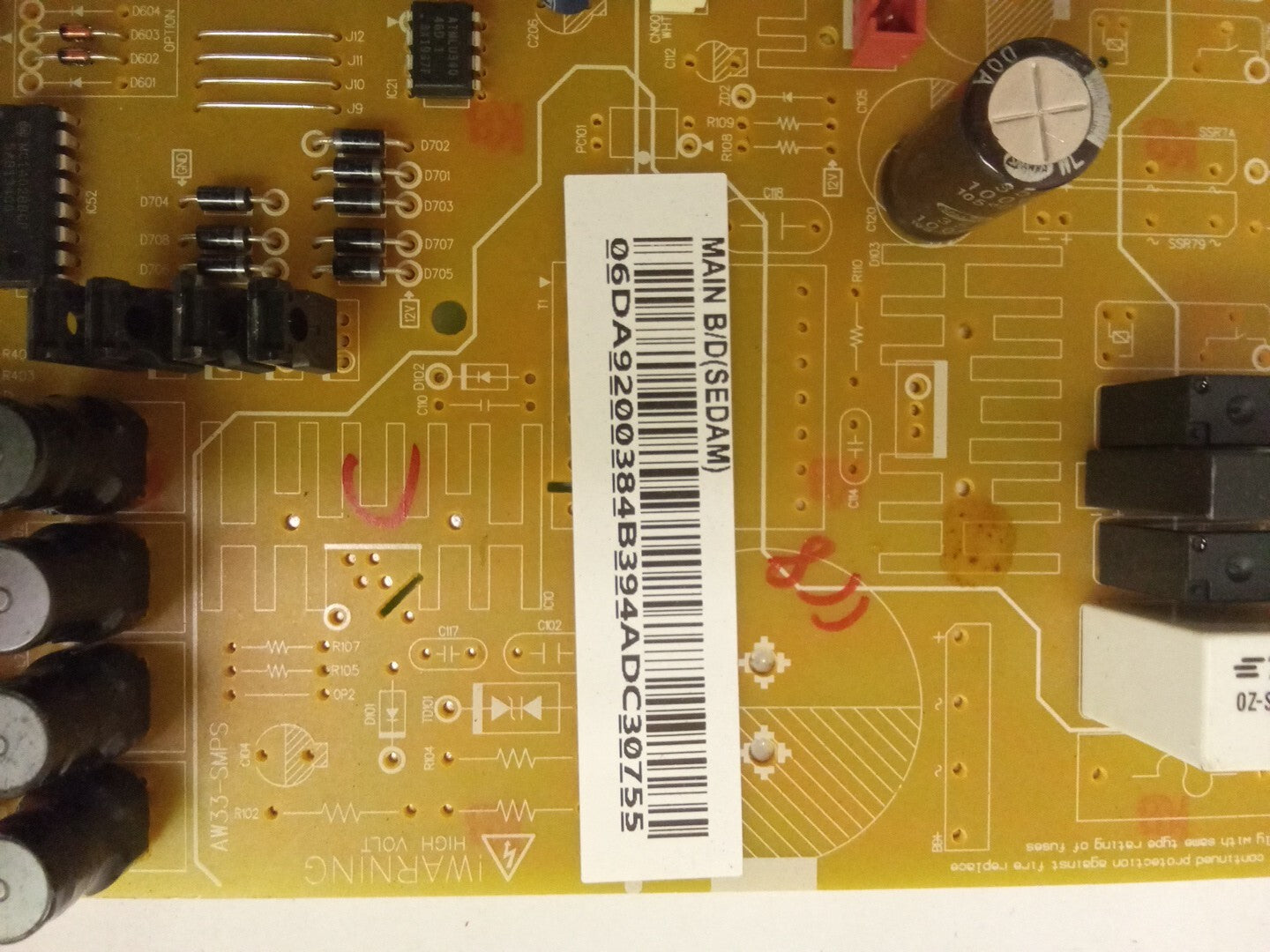 DA92-00384B For Samsung Refrigerator Electronic Control Board AK-914