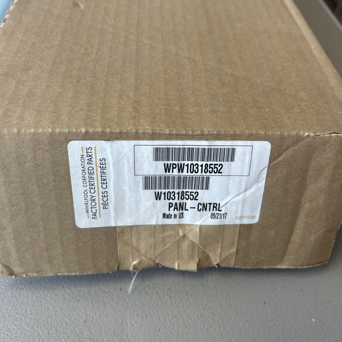 Whirlpool  W10318552 Range Control Panel Trim White New In Box Ov36