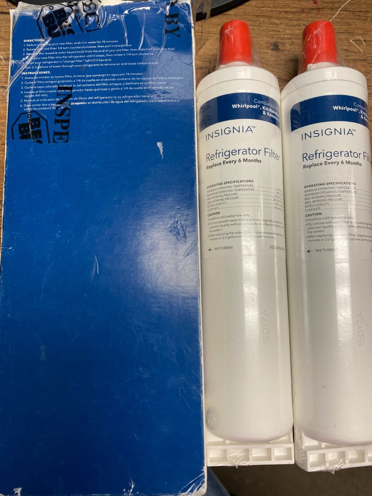 Insignia Refrigerator Water Filters (2 filters) NS-4396508-2 Sealed New SH389