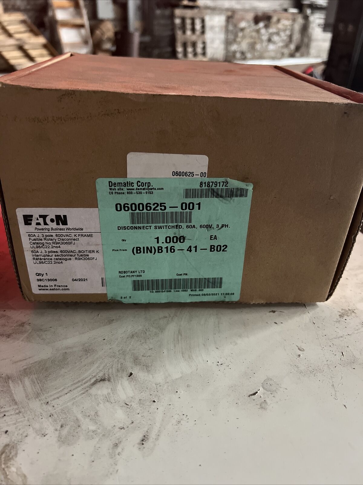 EATON R9K3060FJ FUSIBLE ROTARY DISCONNECT SWITCH 600V 60A SEA255