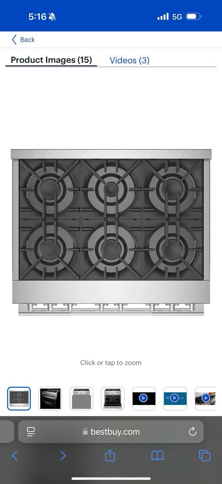 JennAir Rise 36" Freestanding Pro-Style Gas Smart Range - JGRP436HL Display Mode