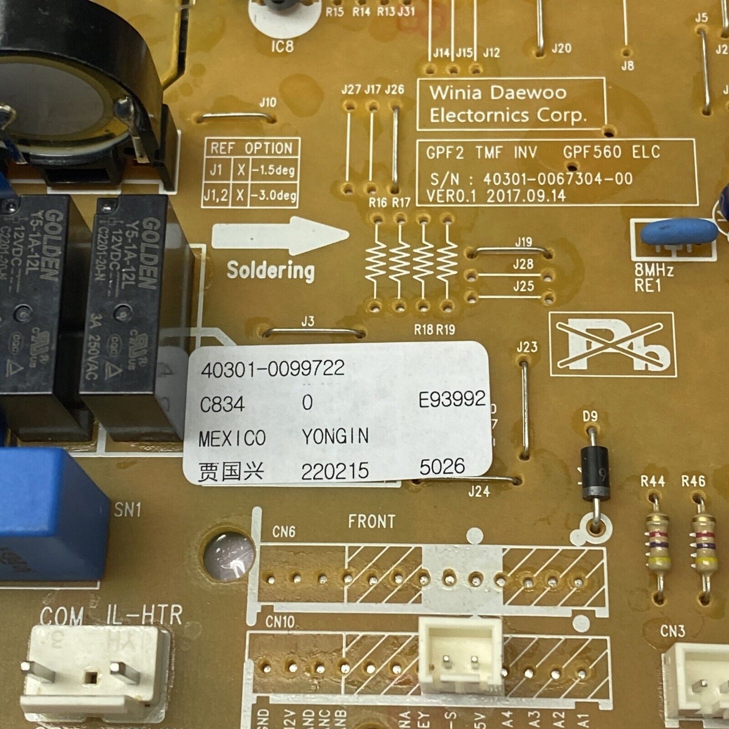 40301-0099722 Daewoo Kenmore Winia Refrigerator Electronic Control Board New RGE