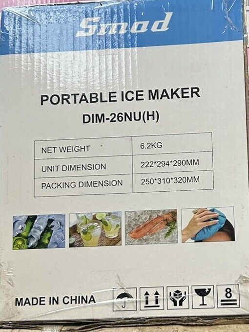 Smad Countertop Bullet Ice Maker DIM-26NU(H) Makes 26lbs White New In Box