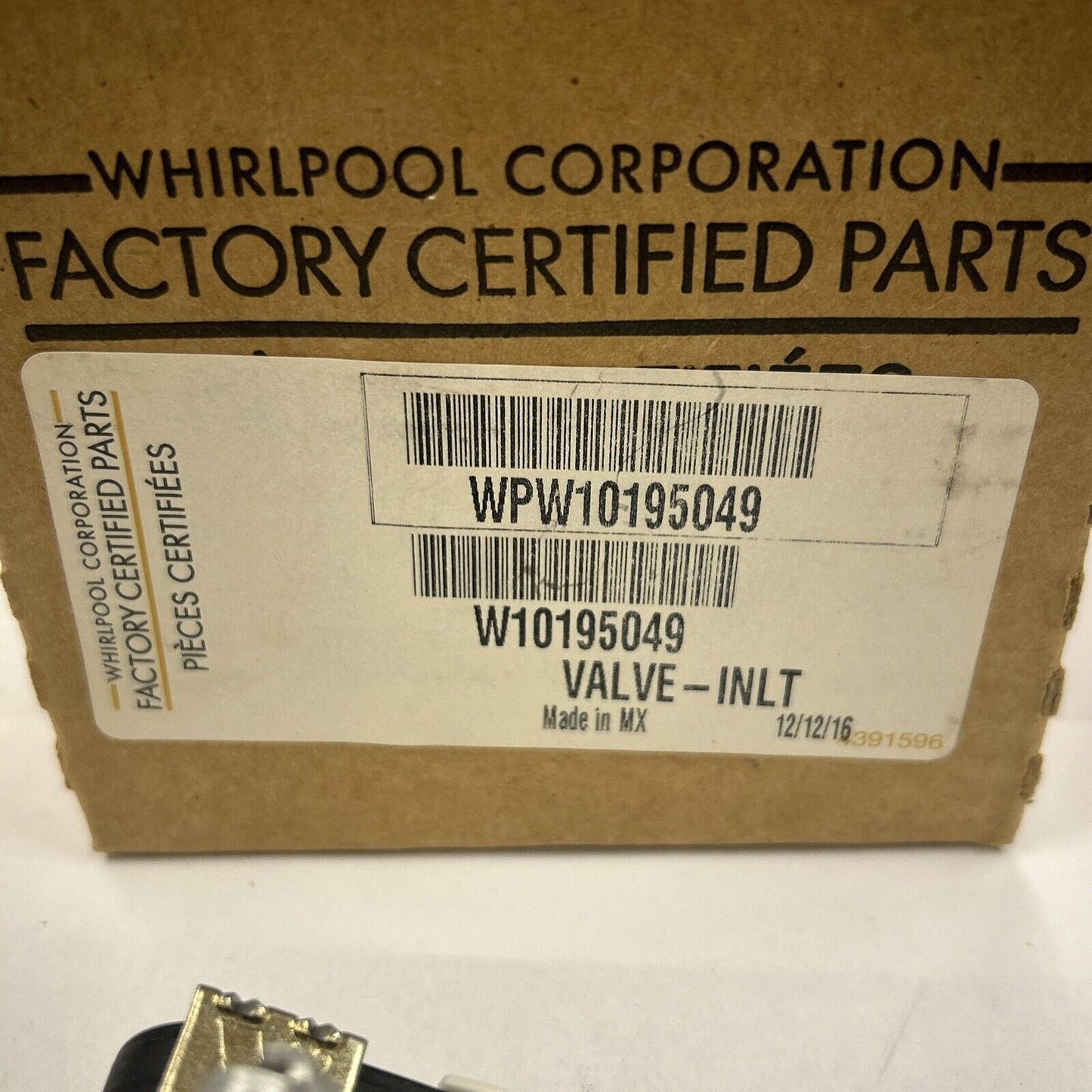 Whirlpool Dishwasher Water Inlet Valve W10195049 W10648041 New DW2