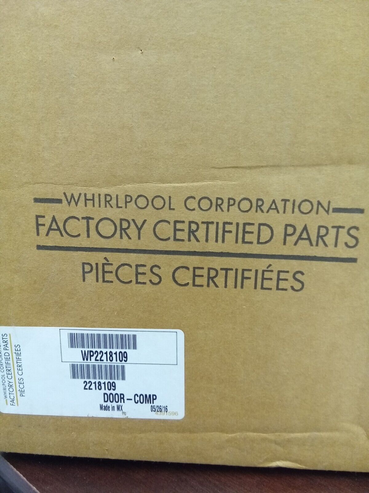 OEM Whirlpool WP2218109 Refrigerator Door-Comp 2156061 2182400 2188398 SEA328