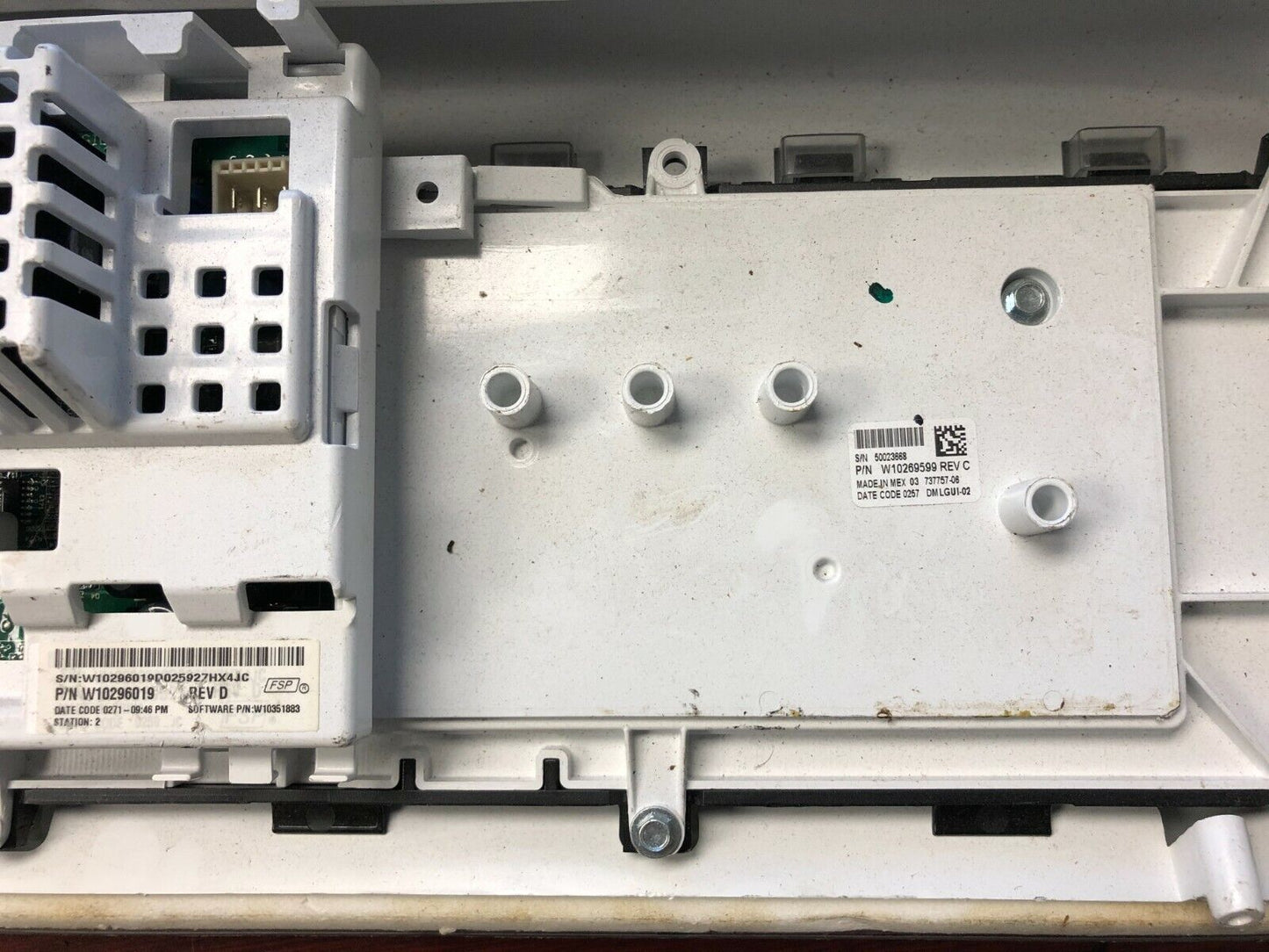 Whirlpool Washer Control Board W10296019 WITH WASHER CONSOLE DC668