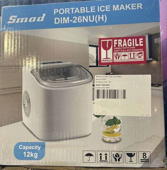 Smad Countertop Bullet Ice Maker DIM-26NU(H) Makes 26lbs White New In Box